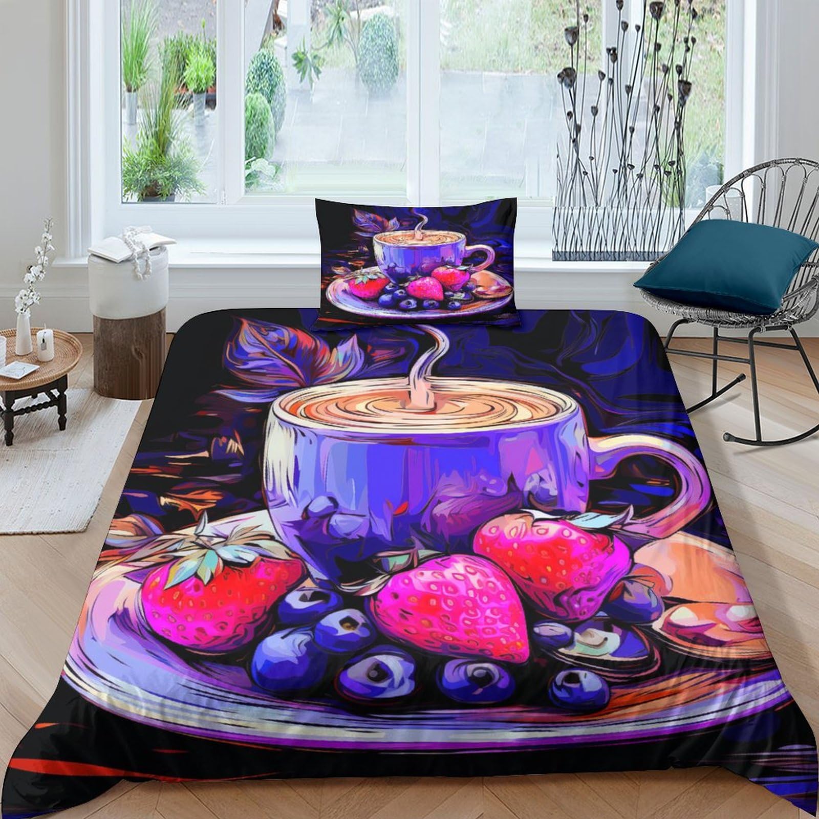 Parure de lit café 3D en microfibre douce pour ambiance de chambre cocooning