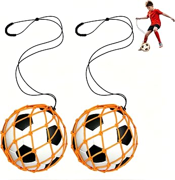 2 Pack Soccer Kick Trainer - Thickened & Reinforced Football Return Trainer Net, Hand-Free Soccer Training Aid Compatible with Size 3,4,5, Football Practice Equipment for Boys & Girls