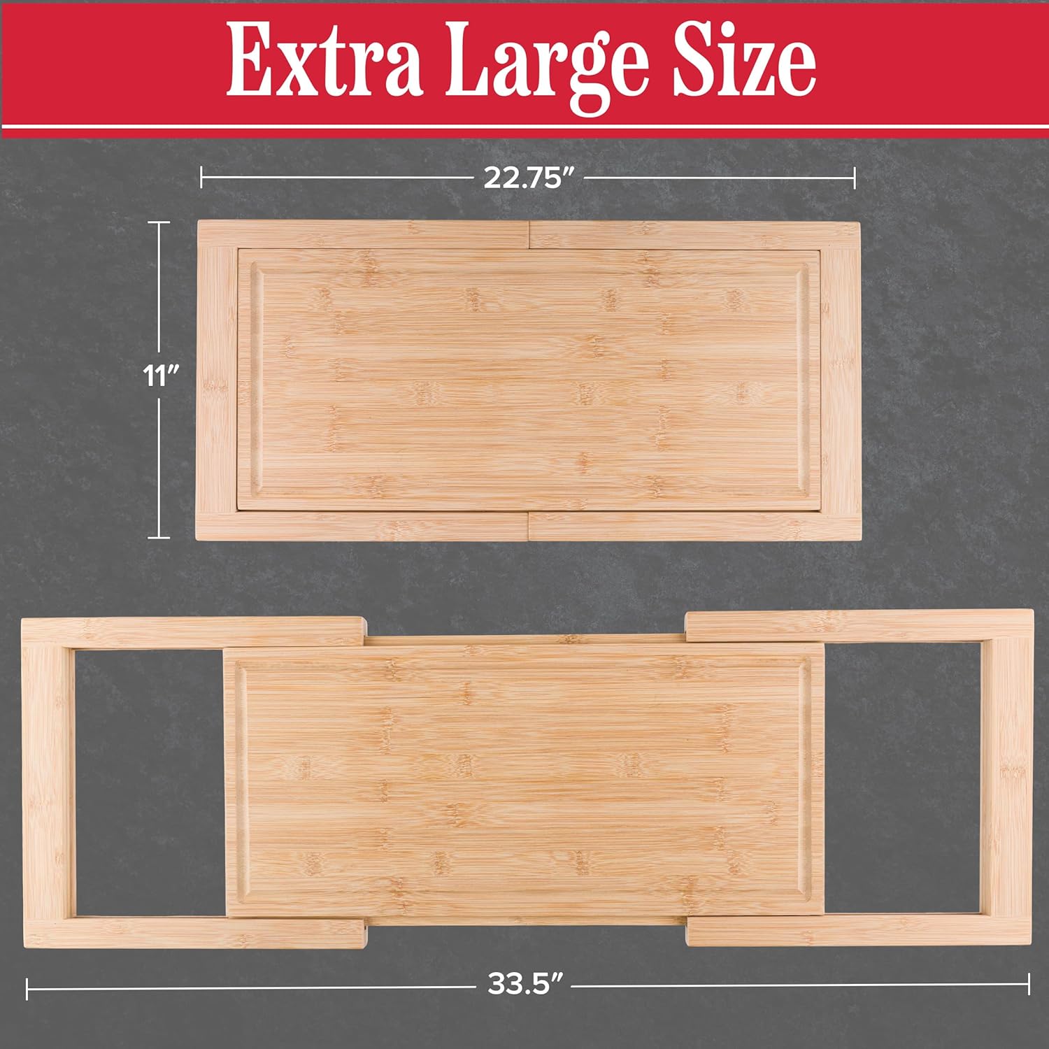 Over the Sink Cutting Board - Expandable Bamboo Wood Chopping Board with Juice Groove and Slip-Resistant Grips - Kitchen Essentials for Cutting, Chopping, and Slicing by Classic Cuisine