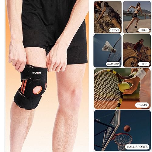 Miniatura 8 de Rodillera negra para hombres y mujeres, soporte elástico doble lateral para almohadilla rotuliana realign rodilla, soporte máximo para dolor