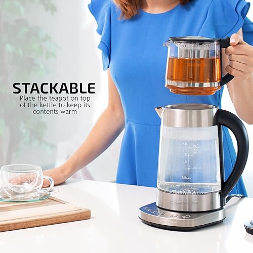 Miniatura 2 de Ovente Hervidor eléctrico de vidrio de 17 litros con tecnología Prontofill y 4 ajustes de temperatura variable con base de acero inoxidable bono de