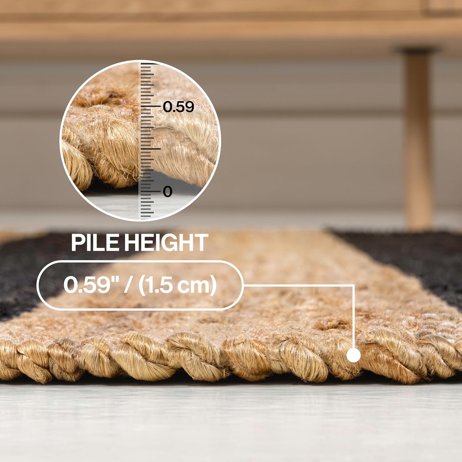 JONATHAN Y Jayden Woven Jute Stripe Natural/Black Indoor Area Rug, 3x5, Rustic, Farmhouse, Traditional, Lodge, Easy-Cleaning for Living Room, Bedroom, Kitchen, Non-Shedding (NRF202B-3)