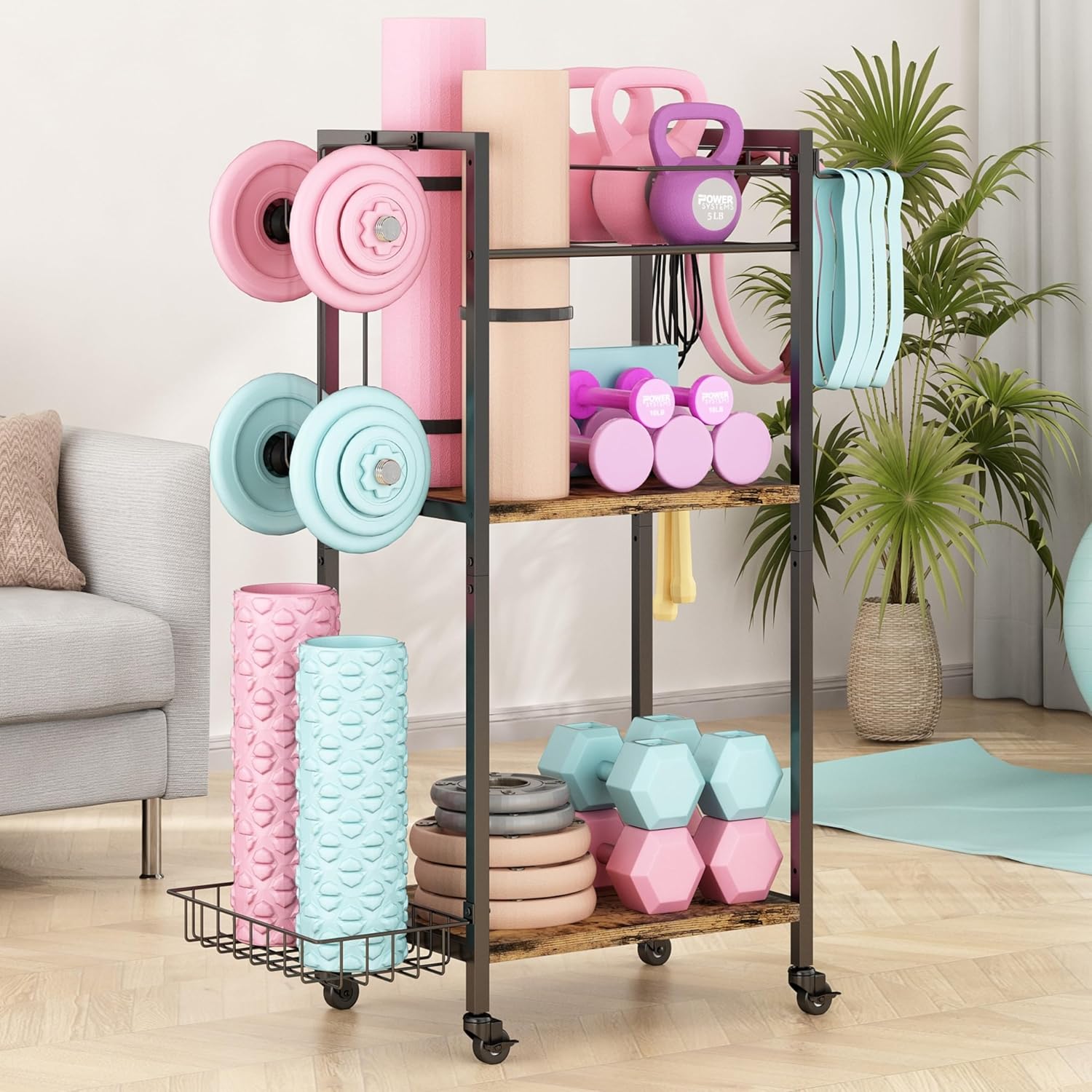 Wisdom Star Yoga Mat Storage Rack, Gym Workout Equipment