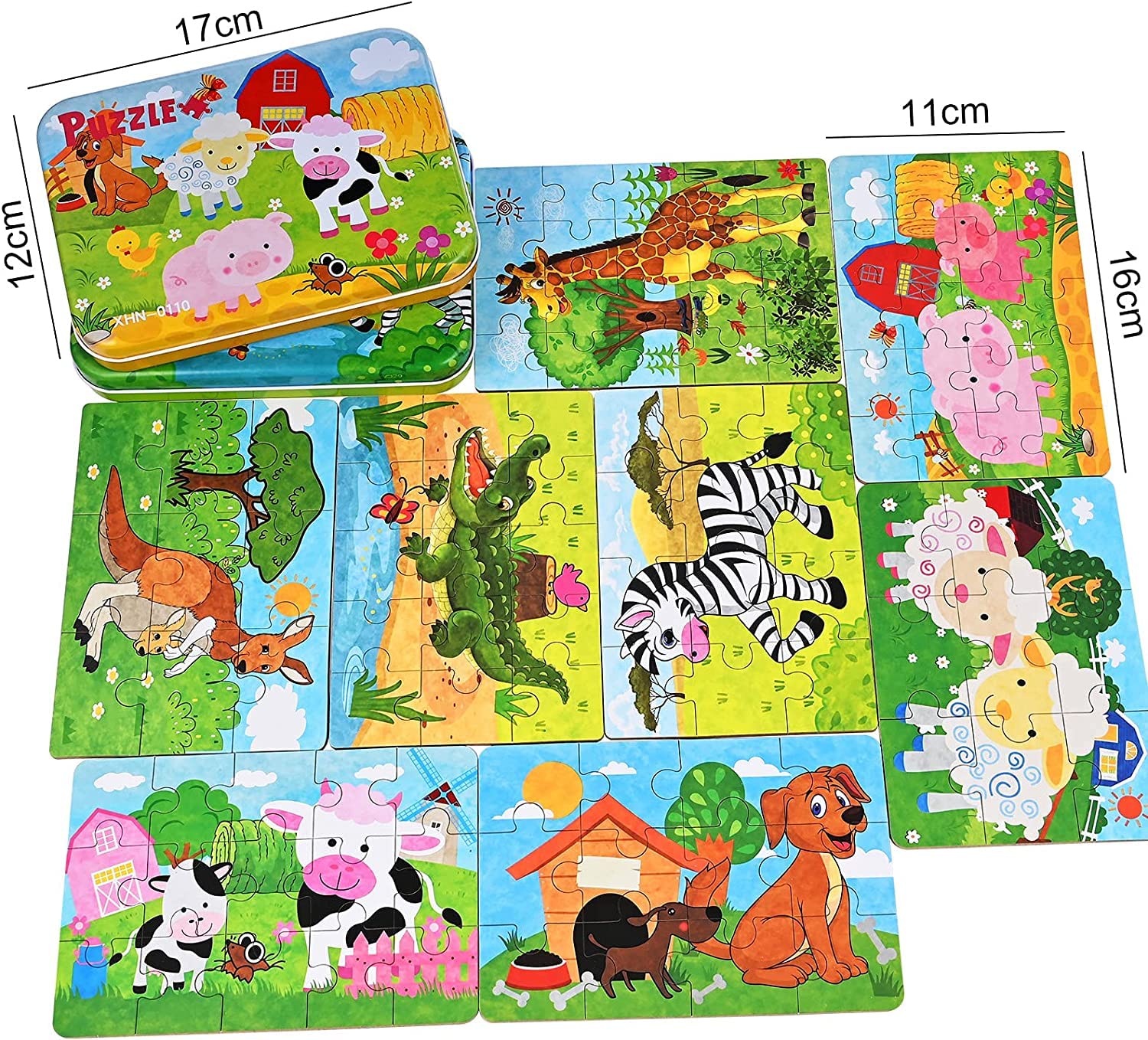 Faburo Puzzle 1 2 3 4 5 años Juguetes Niños, Brinquedos Bebe 8 Pcs, Juegos Educativos Conocer Animales, Rompecabezas Juegos Niños, Regalo Niña y Niño, Juguetes Educativos Infantiles con Caja Regalo