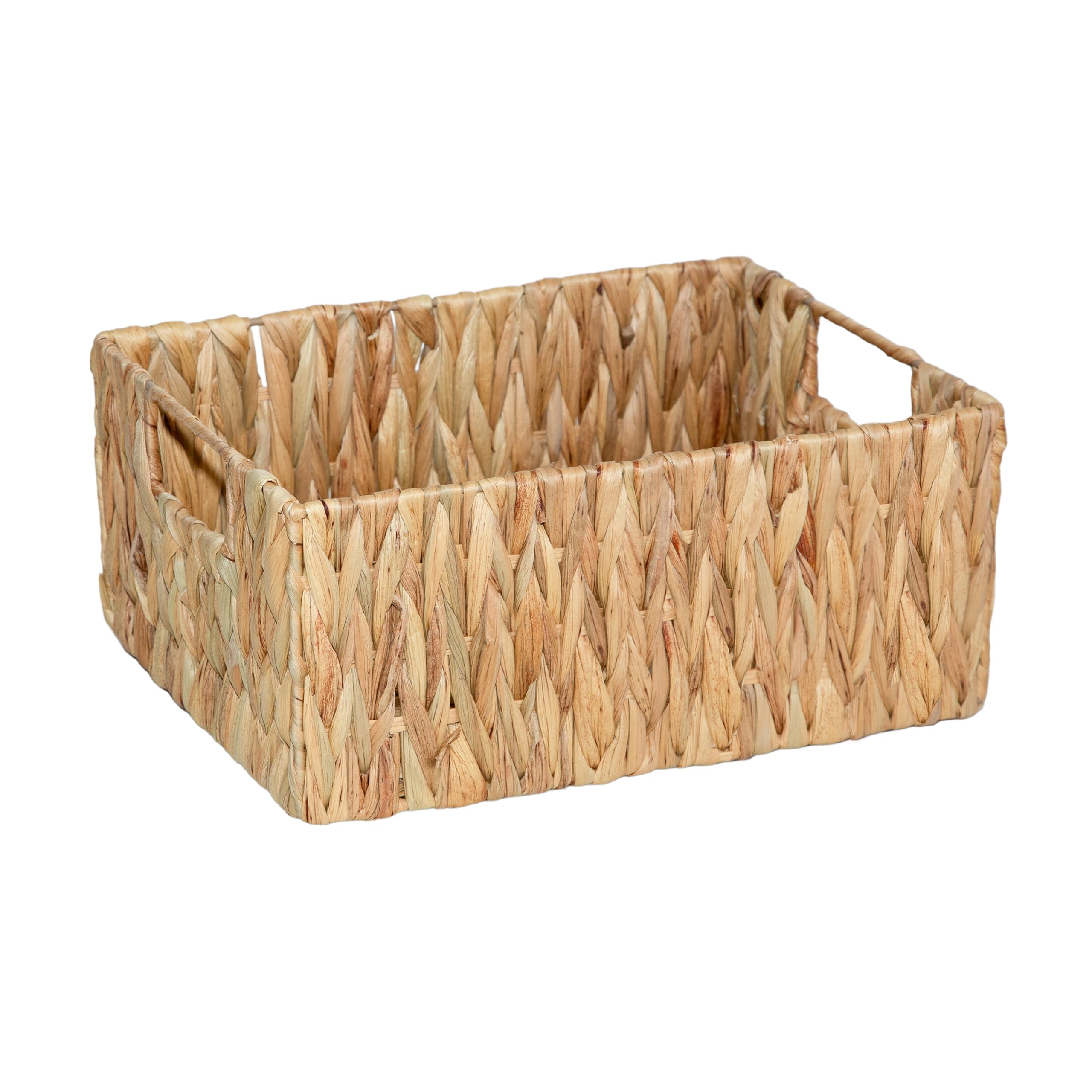Woven Water Hyacinth Organiser Storage Baskets Wicker Hamper Basket With handles Gift Toys Bathroom Basket (Small)
