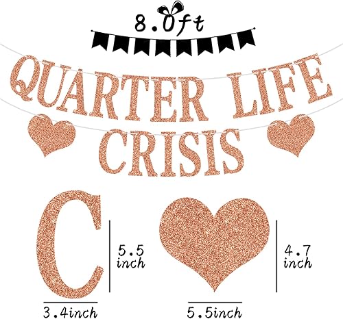 Miniatura 2 de Cartel de crisis de Quarter Life, divertido letrero de banderines de cumpleaños, suministros de decoración de fiesta de cumpleaños 2530, fondo de
