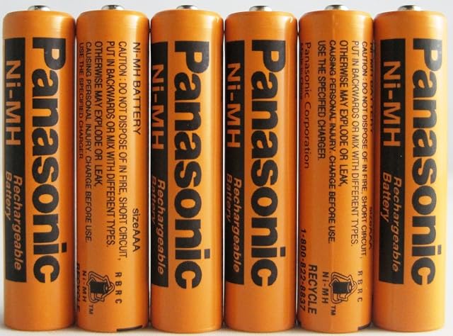 Panasonic HHR-75AAA/B-6 Batterie rechargeable Ni-MH pour téléphones sans fil, 700 mAh (Boîte de 6)