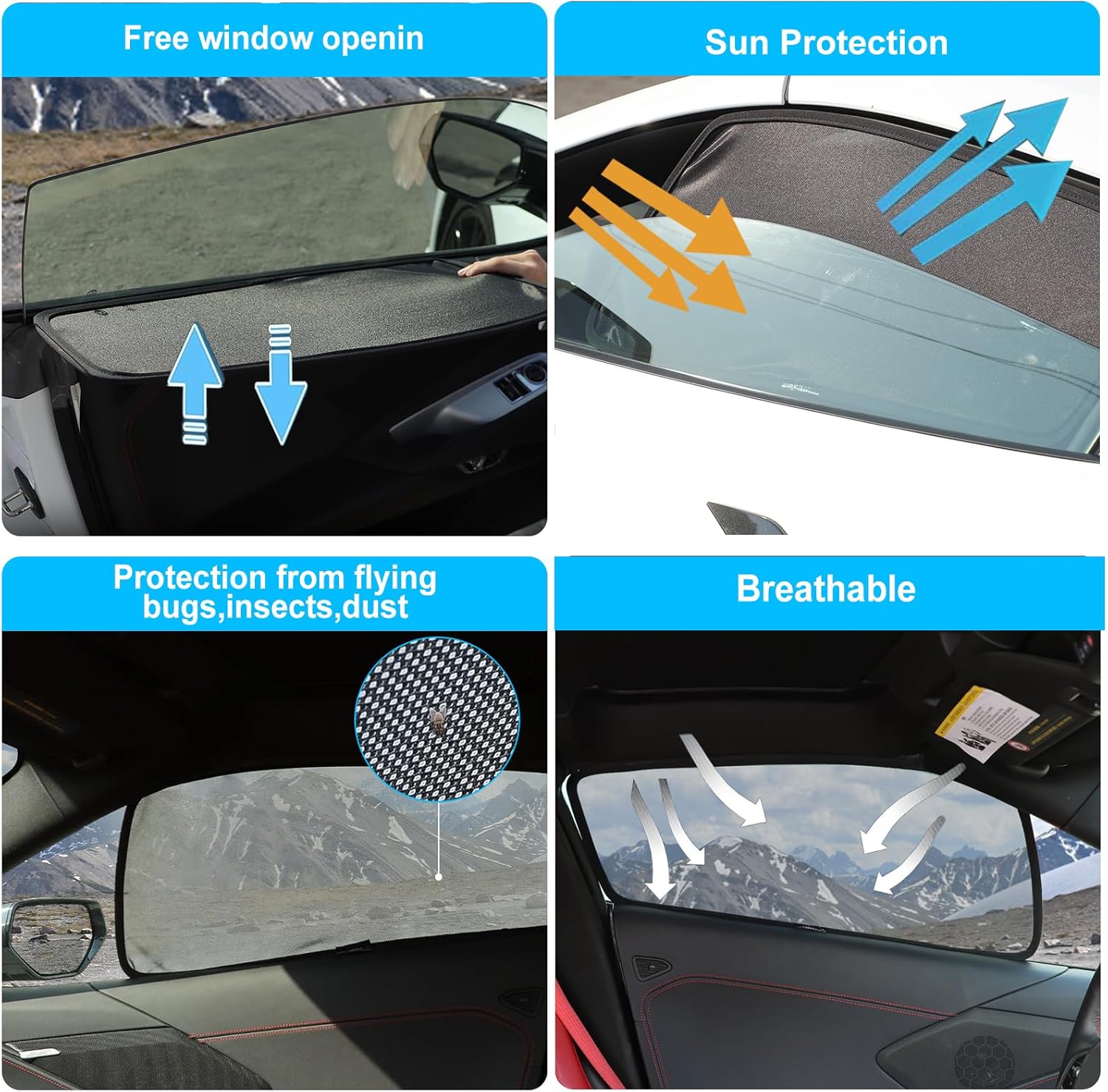 for Corvette C6 Car Side Window Shades -Privacy Curtains Block Light Car Window Covers Side Window Sun Shade Keeps Cooler for Taking a nap,Camping Fit 2005-2013 (2PCS/Black)