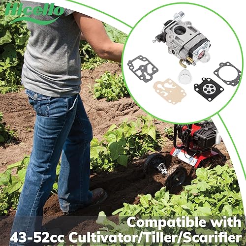 Miniatura 6 de Carburador Carb GasolinaGas con Kits de Reparación Multi Herramienta Cepillo Cortador de Hierba Piezas de Repuesto para MP15 43CC 52CC CG430 CG520