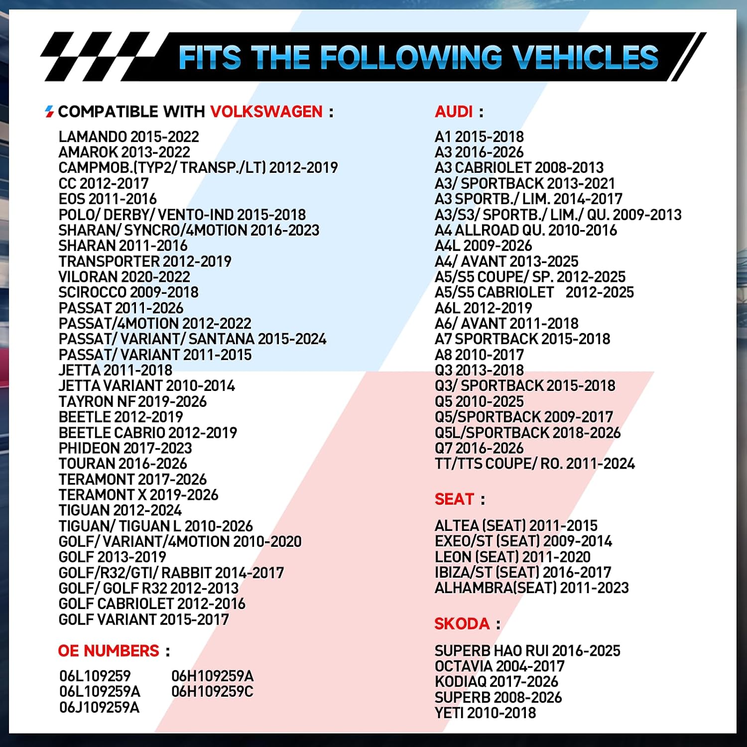 06L109259A Engine Variable Valve Timing (VVT) Solenoid 06L109259D for Audi A3 A4 A5 A6 TT Quattro allroad Sportback S3 Q3 Q5 Q7 VW Golf Passat Jetta CC Tiguan Eos Atlas GTI 06H109259A