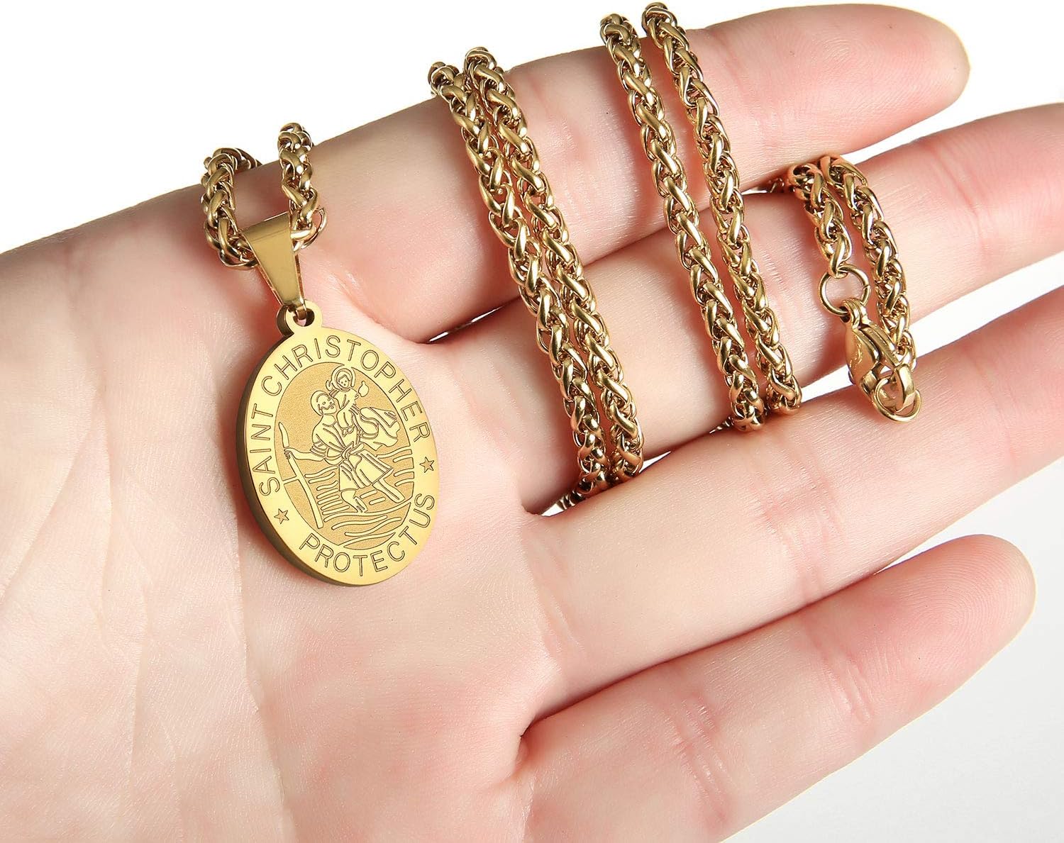 Zocomi Catholic First Communion/Confirmation Gifts for Boys Men,Saint Christopher/Michael/Anthony/Jude/Joseph Medal Necklace，Oval Saint Patron Medal Religious Amulet Gifts - Image 5