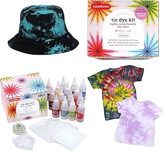Incraftables One-Step 15 Color Tie Dye Kit – Non-Toxic Tie Dye Powder Set with Gloves, Aprons & Zip Bags – Tie Dye Fashion Kit for Adults & Kids