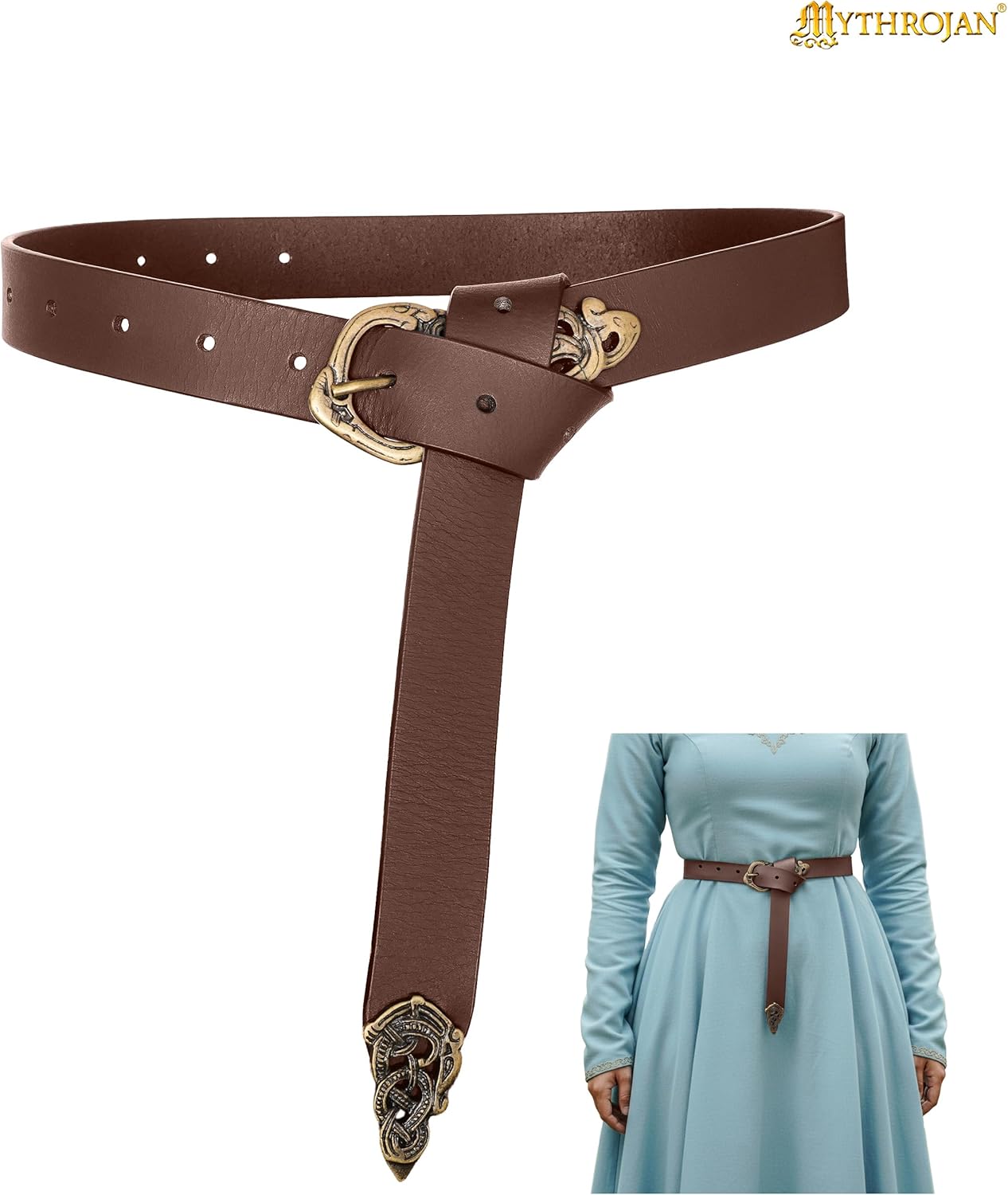 Mythrojan “Midgard Serpent” Viking Leather Belt with Solid Brass Buckle & Chape, Ideal for Shieldmaiden & Warrior in LARP SCA - Image 8