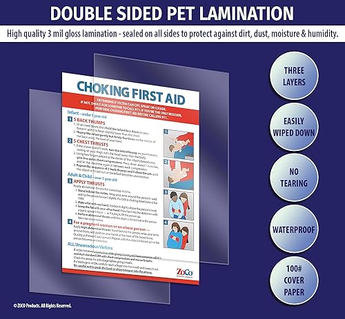 Miniatura 3 de Heimlich - Póster de maniobra de Heimlich para bebés, niños, adultos, laminado, de 17 x 22 pulgadas, para restaurantes, lugar de trabajo, oficina de
