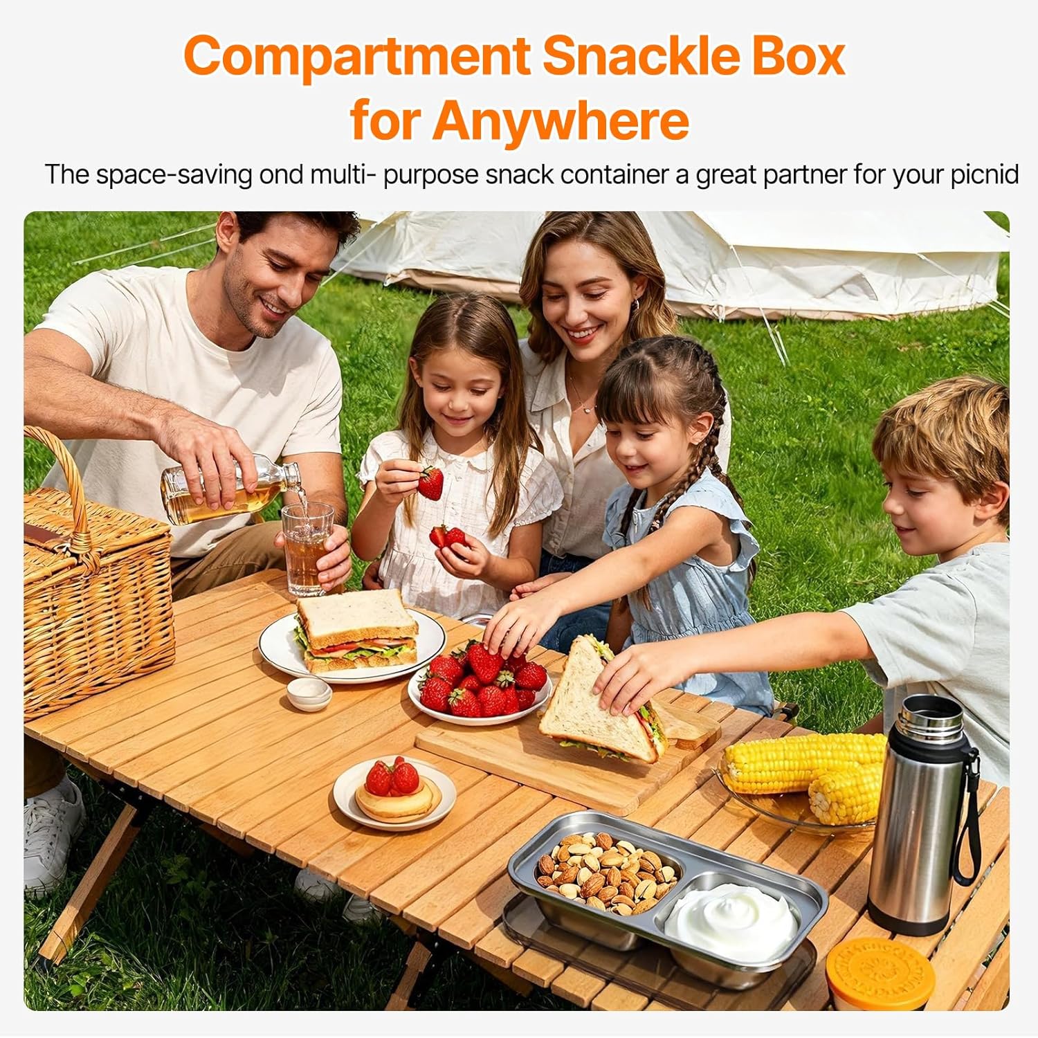Set of 8 Stainless Steel Snack Containers with Lid,2 Compartment Grab and Go Snack Containers Reusable,Lunch Box Containers for Travel, Outdoor Camping and Daily Use - Image 6