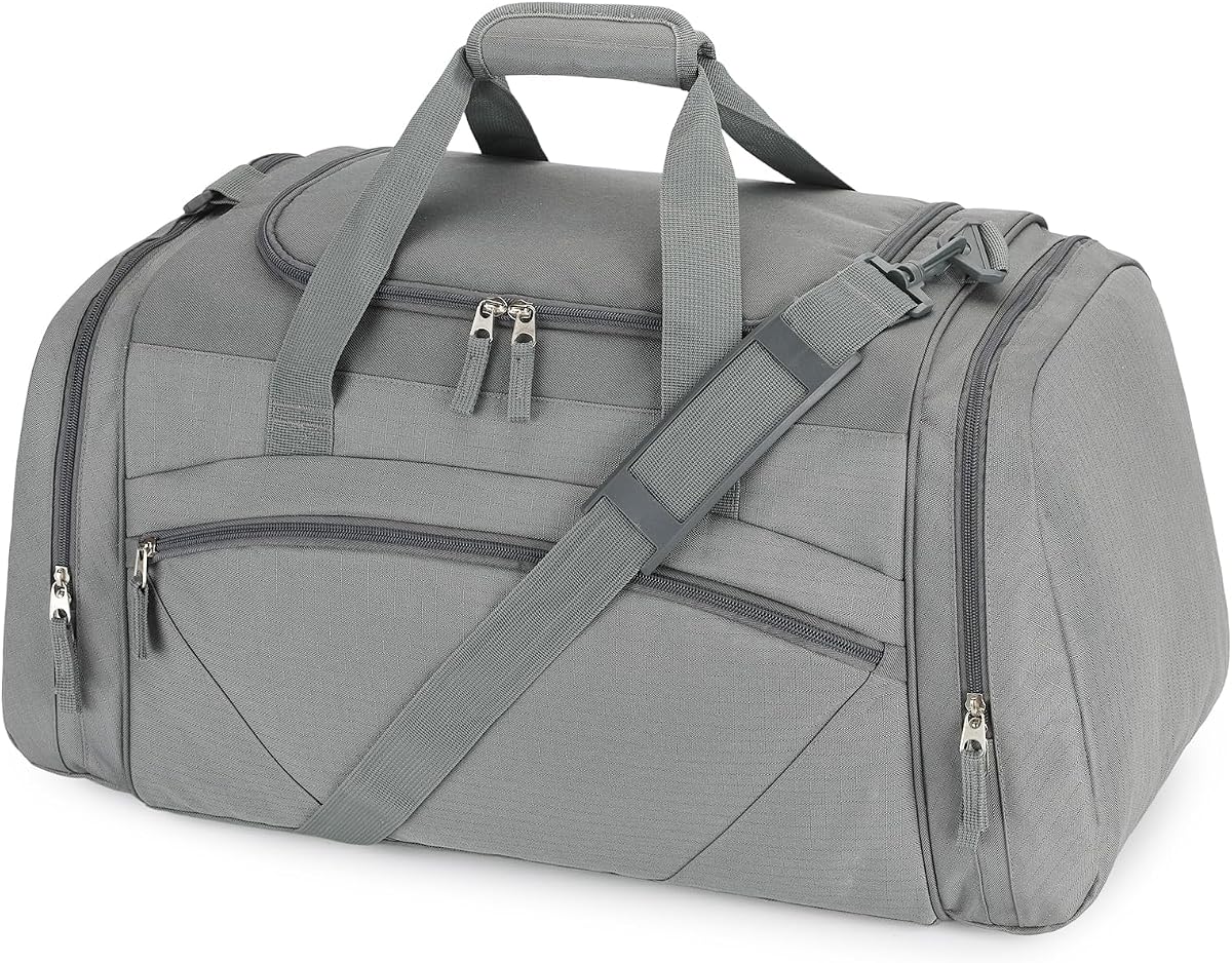 Mens Gym Bag, 55L Large Sports Duffle Bags, Dark Grey | For Travel, Carry On Weekender