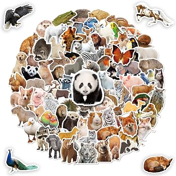 100 Pcs Animal Stickers for Kids, Waterproof Realistic Wild Jungle Zoo Farm Animal Stickers for Toddlers, Teacher Classroom Rewards, Family Activities, Birthday Party Favors