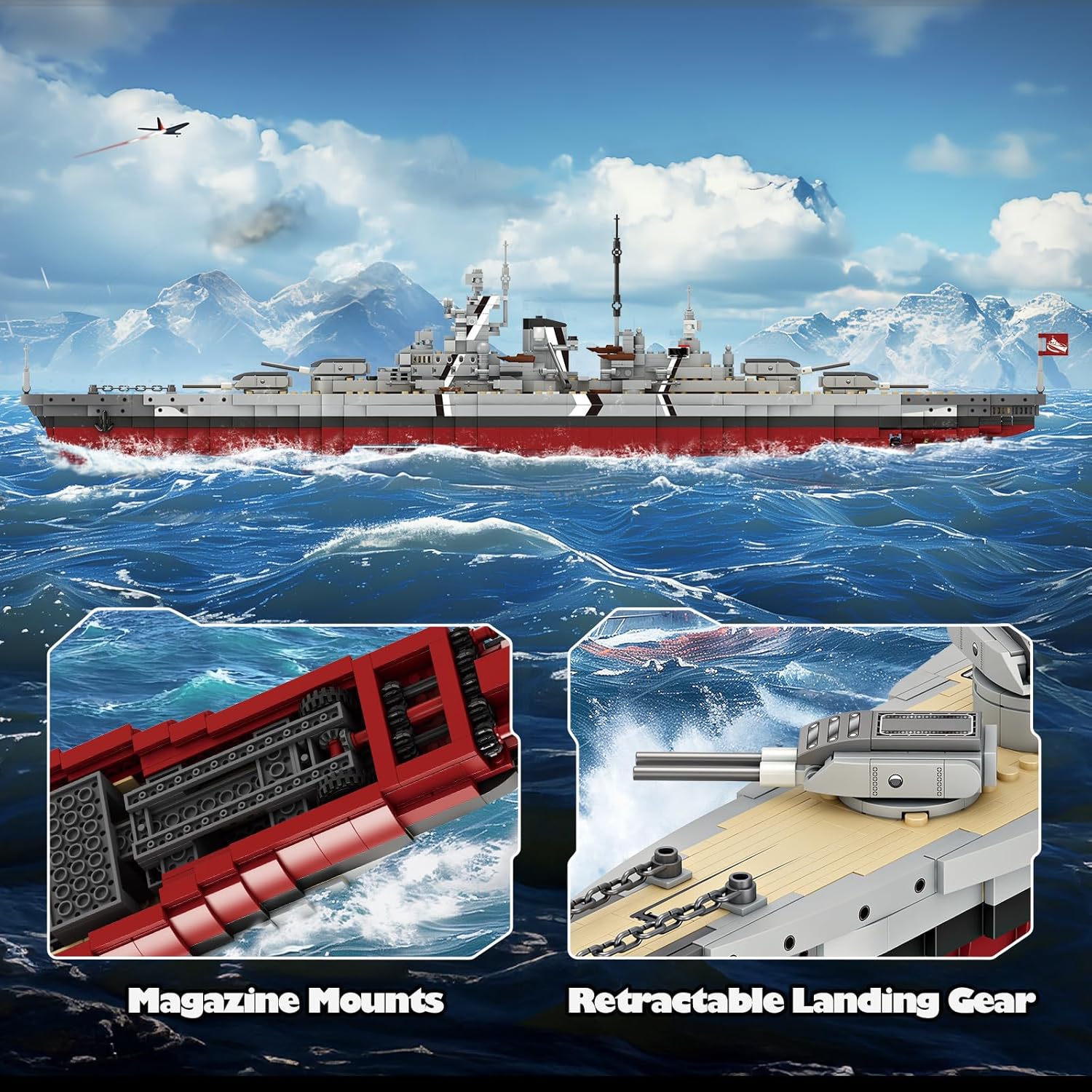 NUTCRACKER Bismarck Battleship Building Block Set, 29 Inch German WWII Classic Warship Building Toys (2081 Pcs), MOC Military Theme Boat Model Kit for Adult & Teen 14+, Gift for Military Fan