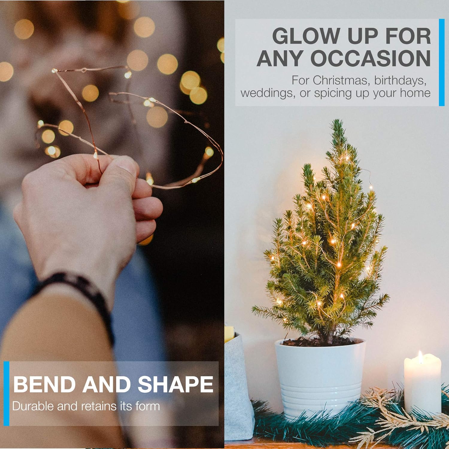 Vont Starry Fairy Lights, String Lights, 66FT, 200 LEDs, Bedroom Decor, Wall Decor, USB Powered, Bendable Copper Twinkle Lights, Indoor Outdoor Use, Lighting for Wall, Patio, Tapestry : Home & Kitchen