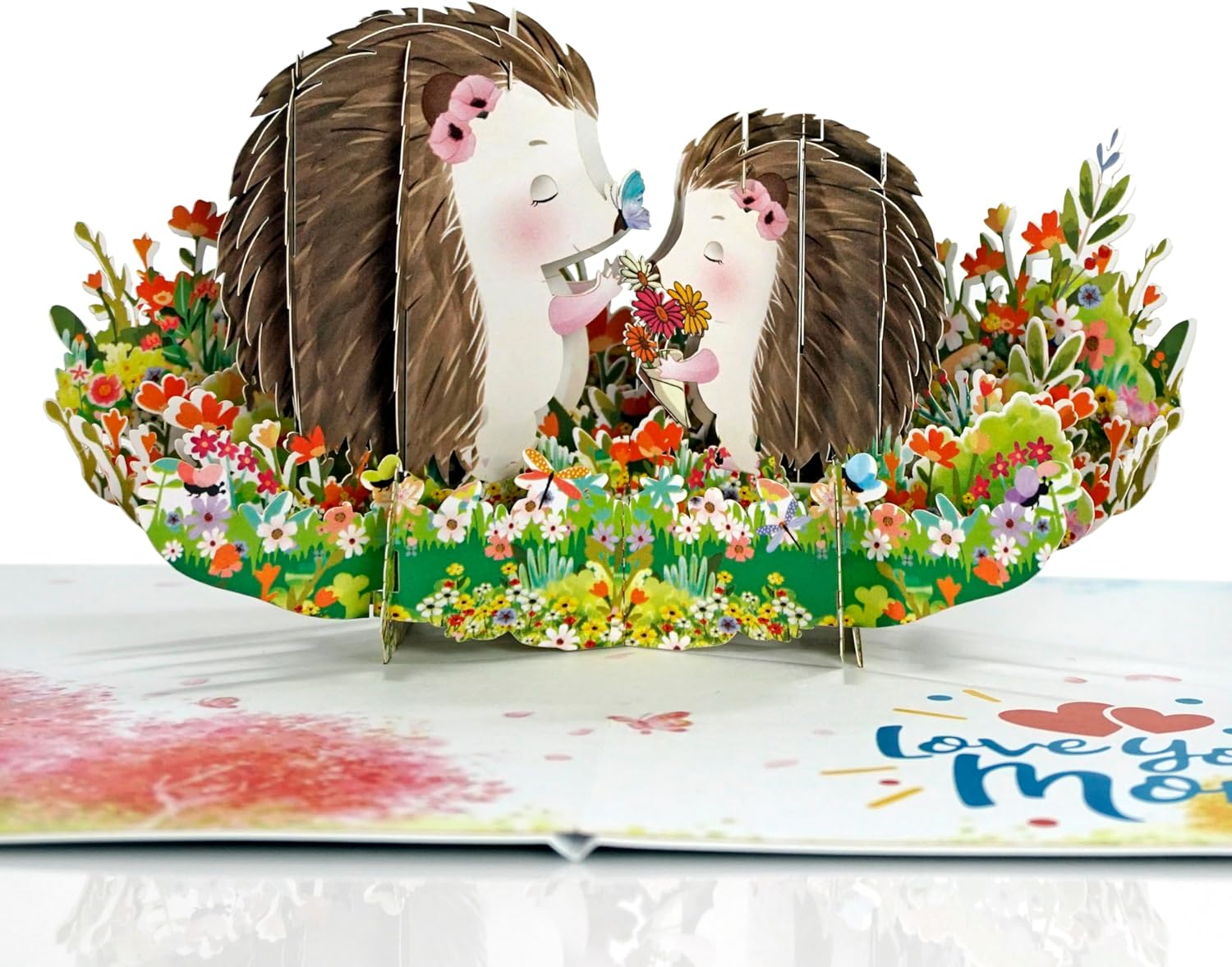 CUT POPUP.COM Mothers Day Card Pop Up, Hummingbird and Hedgehog Mama