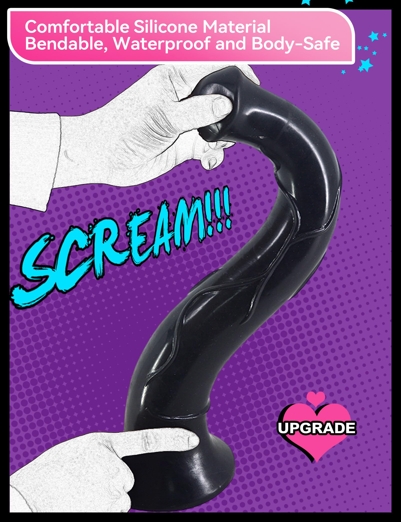 Super Long Horse Dildo 17inch Huge Big Cock Thick Animal Dildo Giant Anal Plug Adult Sex Toys for Men and Couples (Black): Black