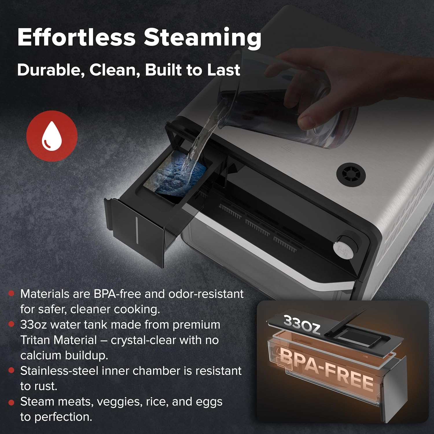 Nuwave PFAS-Free Steam Oven & Air Fryer, All-in-One Convection Cooker with Precision Steam Control, Toast, Air Fry, Sous Vide, Steam & More, Juicier Meats, 120 Presets, 50–450°F, Stainless Steel 81TYS2B7k2L. SL1500