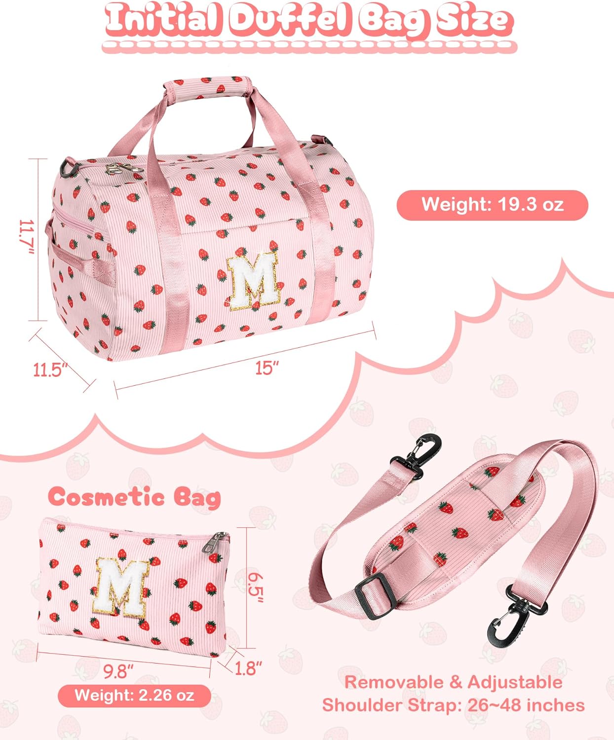 Gift for Sister, Girls Gym Bag, Kids Personalized Weekend Duffel Bags with Shoe Compartment, Initial Travel Tote with Makeup Bag, Birthday Gift for 5 6 7 8 9 10 Year Old Girl (Letter G) - Image 5