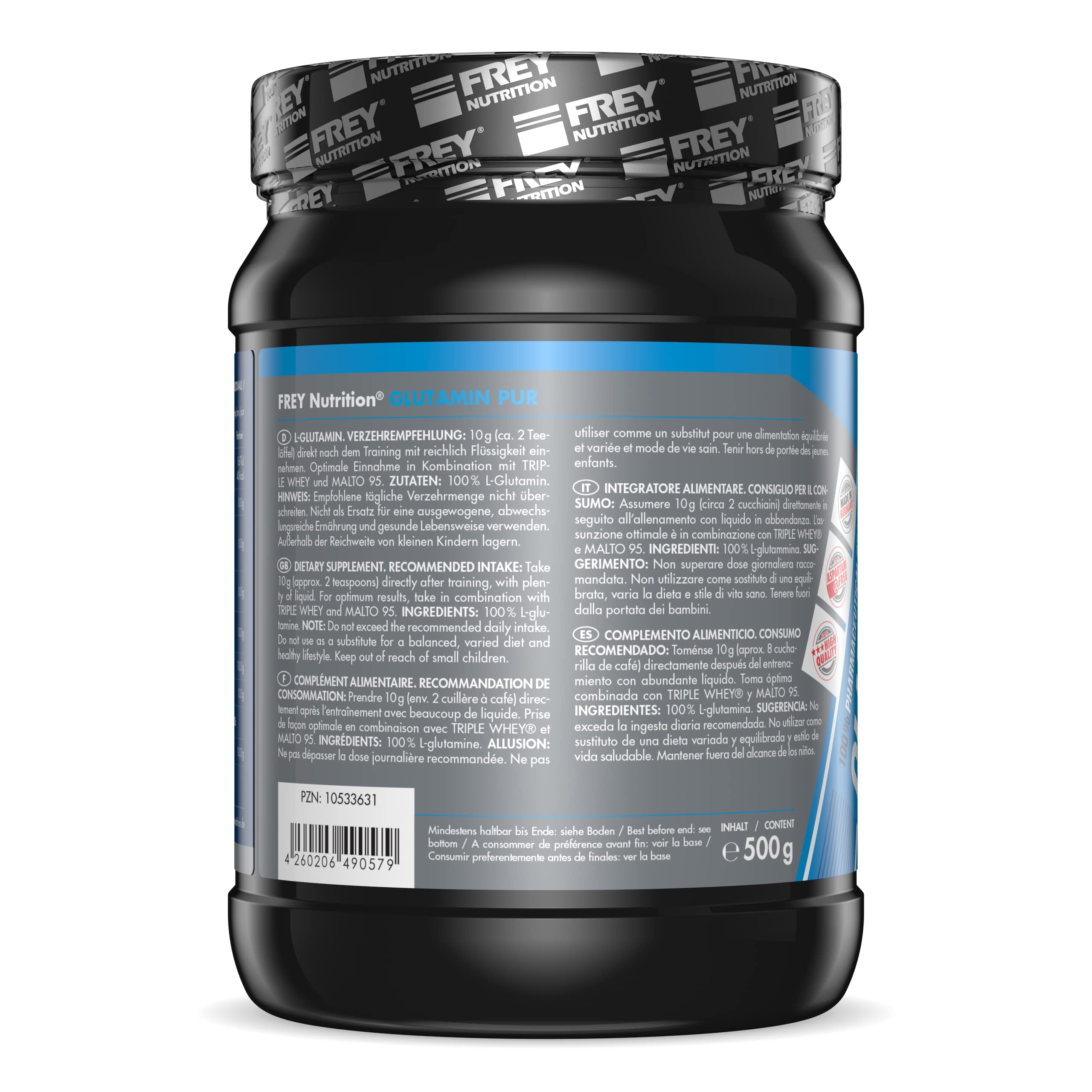 Frey Nutrition Glutamin Pur, 1er Pack (1 x 500 g)