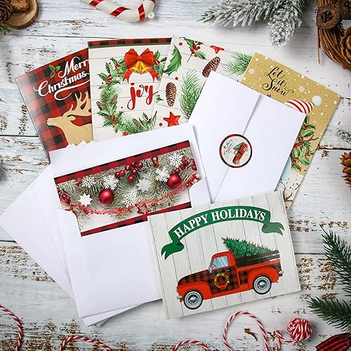 Miniatura 3 de Juego de 24 tarjetas de felicitación de Navidad en blanco con sobres, calcomanías, bonitas tarjetas navideñas para suministros de fiesta de Navidad