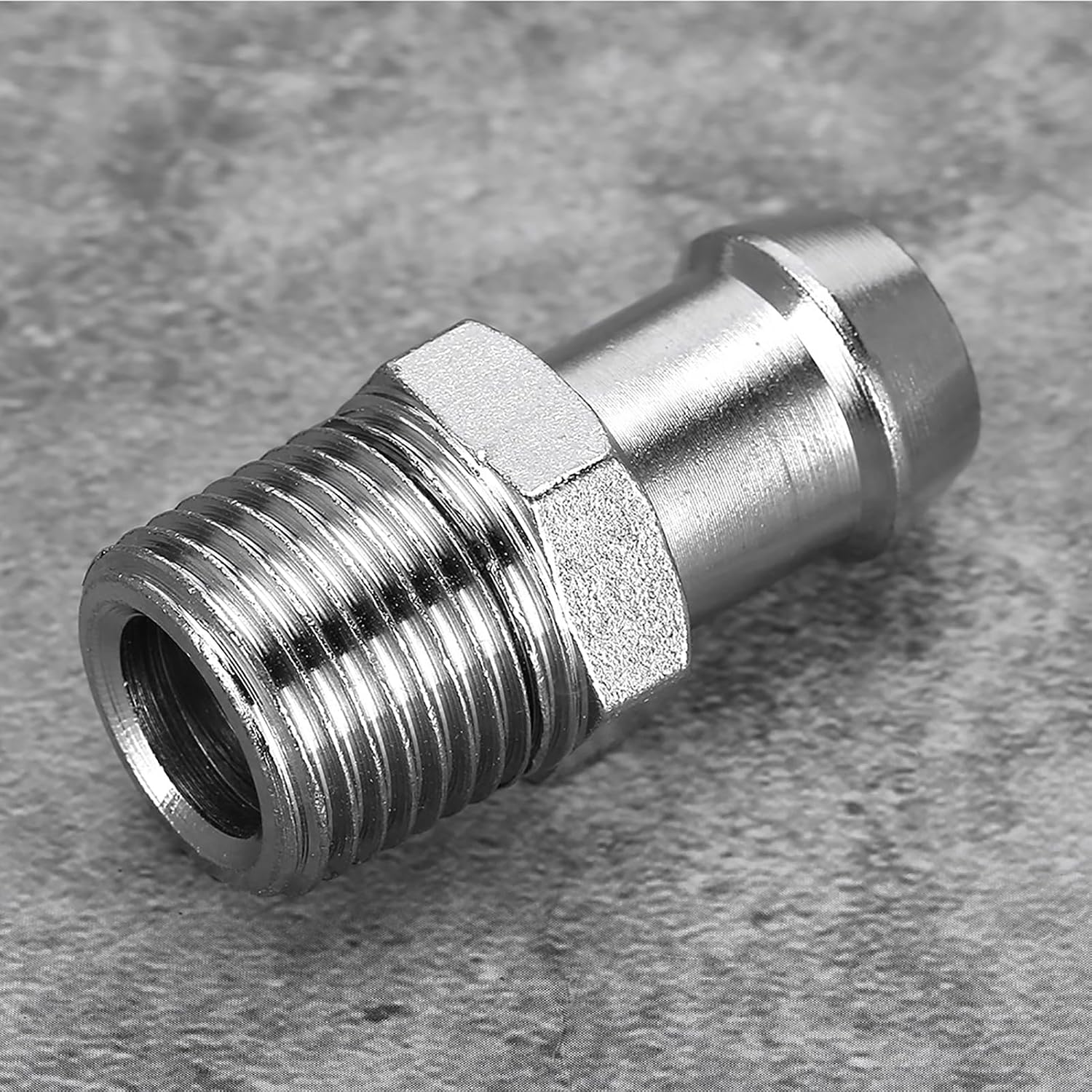 Heater Hose Fitting, Pump Inlet Adapter, 1/2in NPT 5/8in Barb Chrome Metal Fitting Intake Manifold Heater Hose