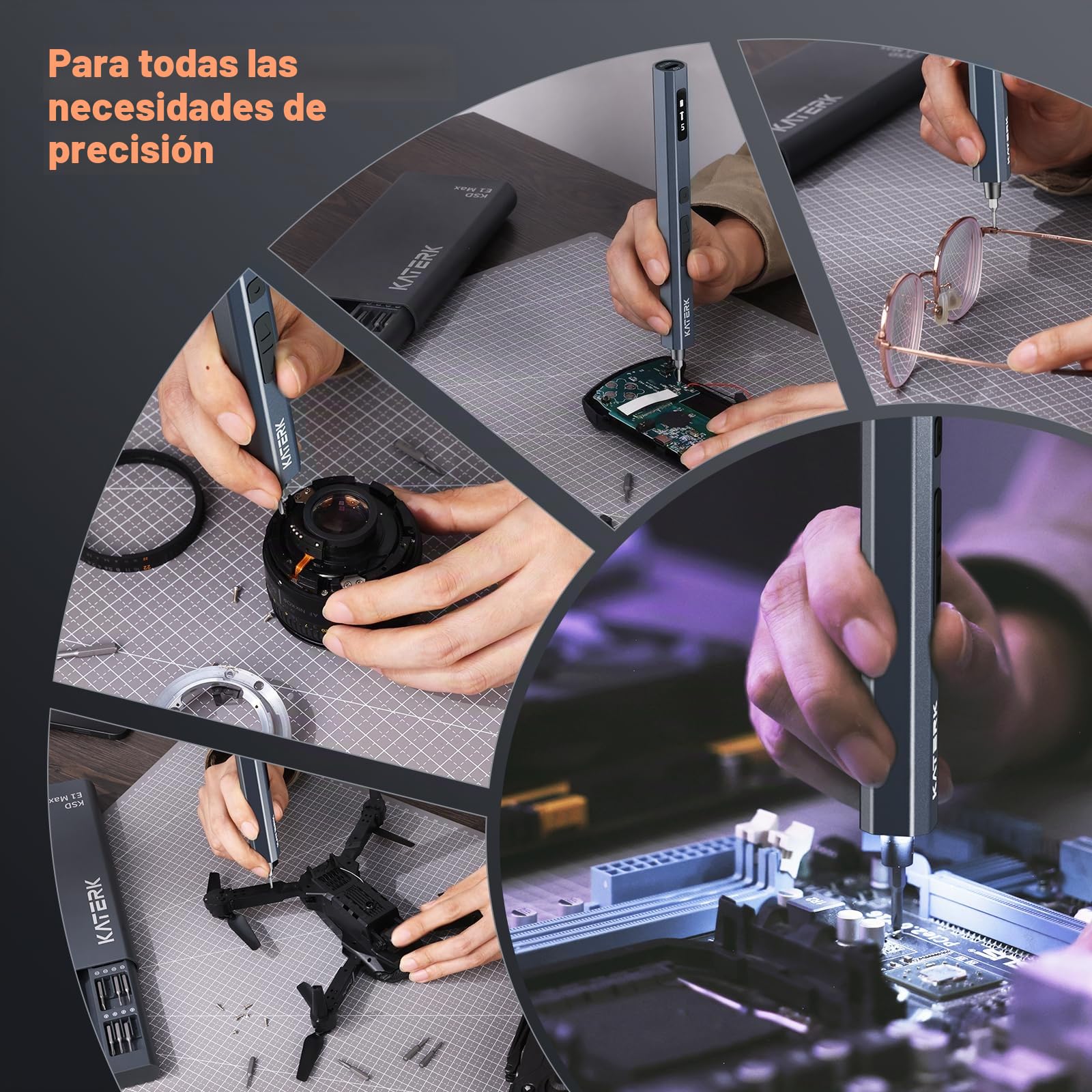 Katerk Mini Destornillador Eléctrico, Juego de Destornilladores de Precisión con 64 Puntas S2 Magnéticas, 5 Ajustes de Torque, Pantalla LED, sin Cable, para Cámara de Teléfono, Cámaras, Reloj Portátil