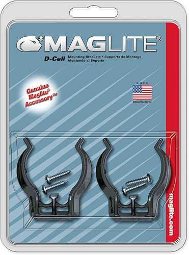 Miniatura 2 de Maglite Soportes de montaje universales negros para linterna de celda D, paquete de 2