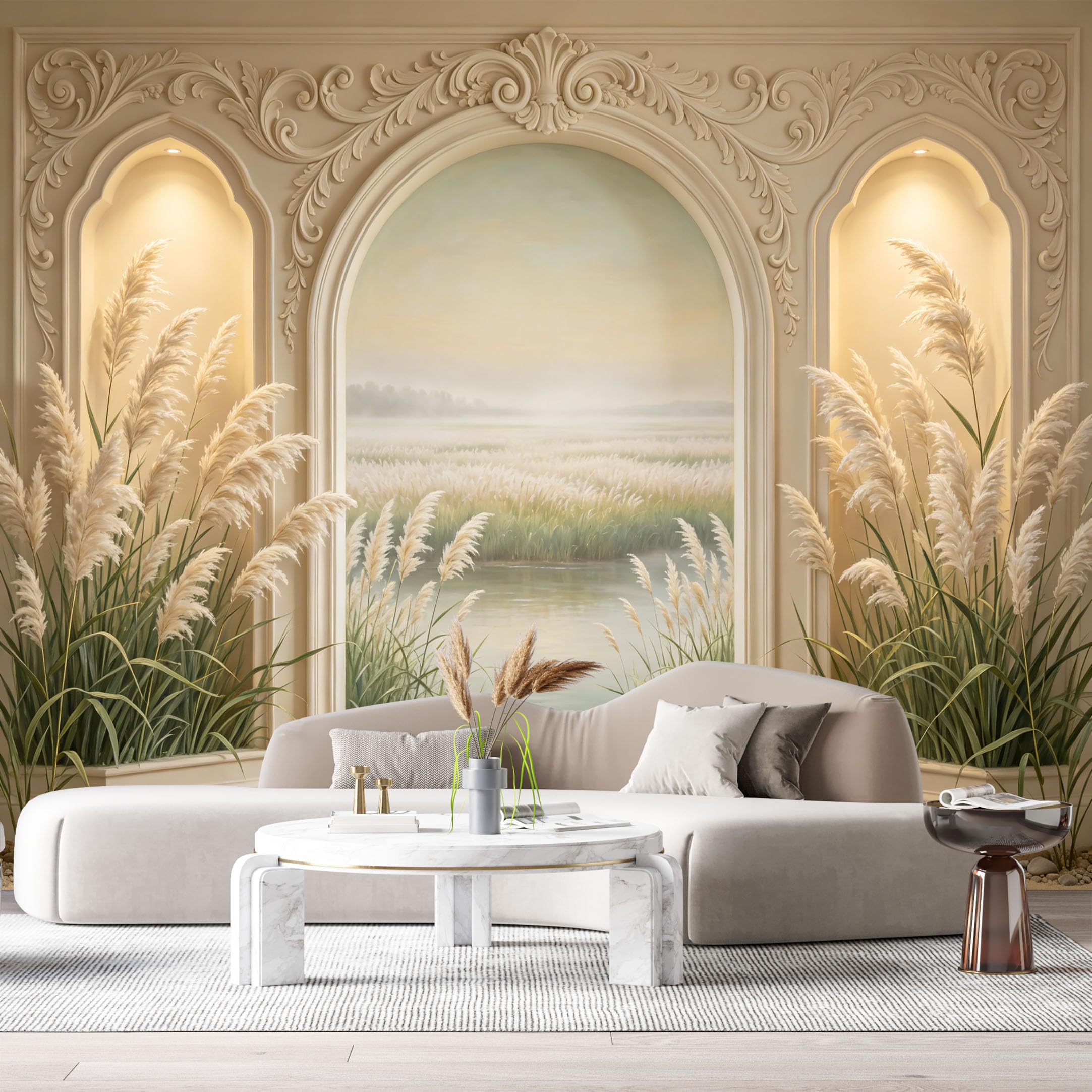 Custom Size Wall Murals Neoclassical Landscape Lake Mist 3D Trompe L'Oeil SelfAdhesiveWall Fabric Removable Wallpaper Wall Decor for Living Room Bedroom Bathroom