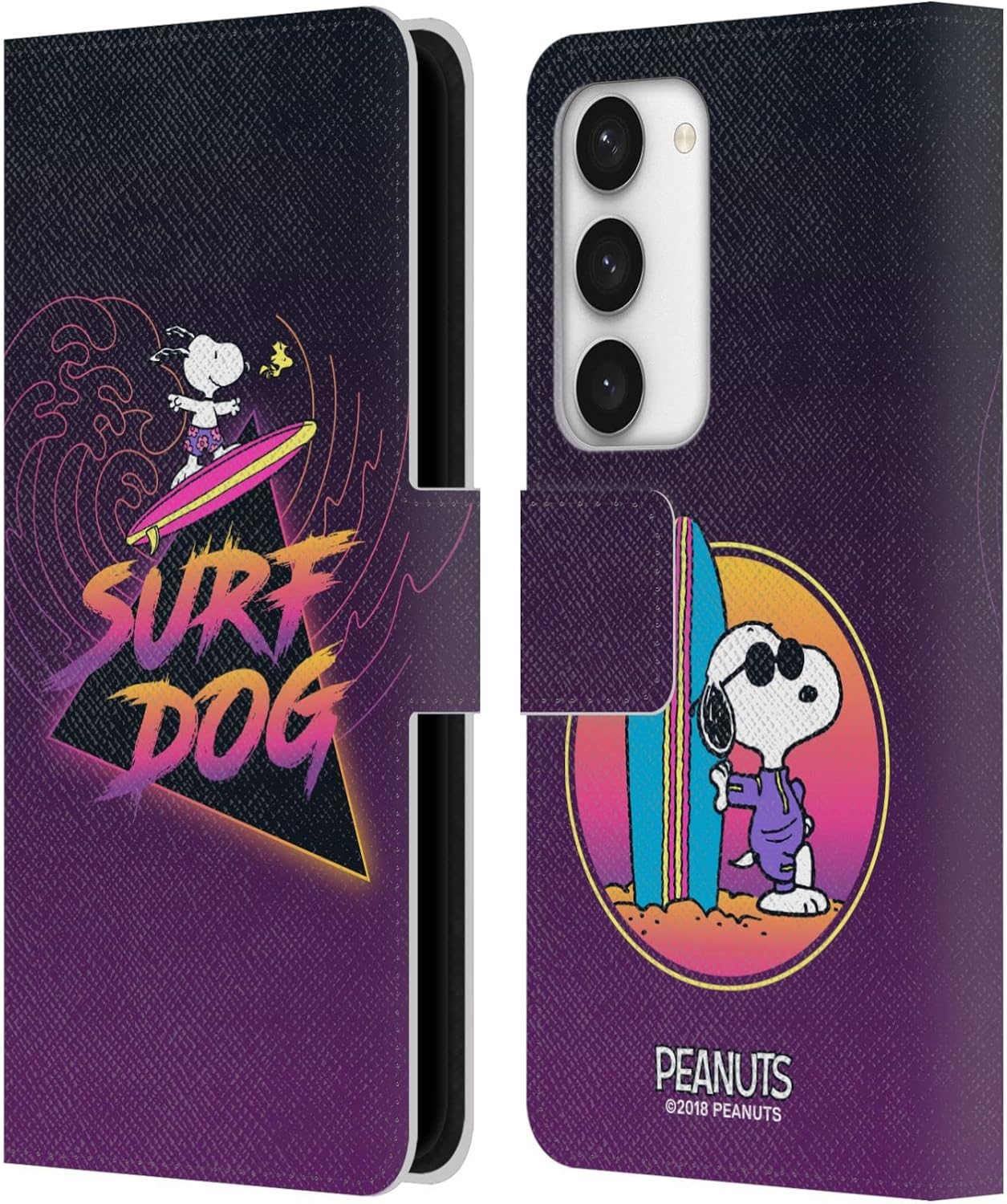 Head Case Designs Officially Licensed Peanuts Surf Dog Snoopy Aloha Disco Leather Wallet Case Compatible with Samsung Galaxy S23 5G