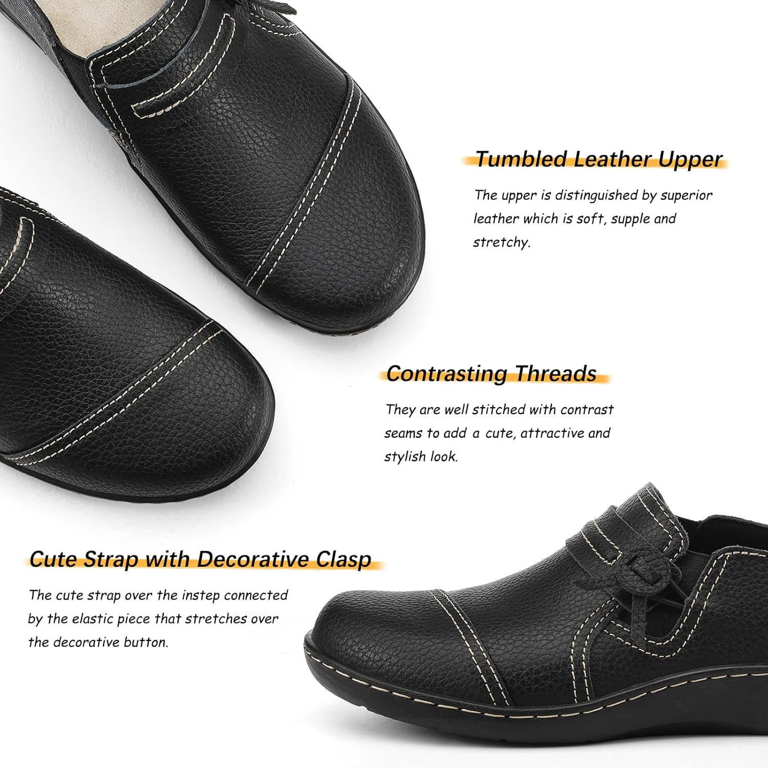 LAZYPOP Women's Classic Comfort Leather Loafers Cute Slip-Ons Casual Dress Shoes Lightweight Walking Flats Everyday Work Shoes - Image 5