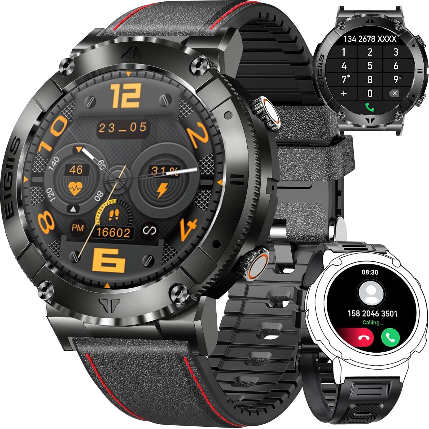 Military Smart Watches for Men(Answer/Call) Rugged Outdoor  Smartwatch Health Fitness Tracker with Heart Rate Monitor Tactical  Pedometer Smart