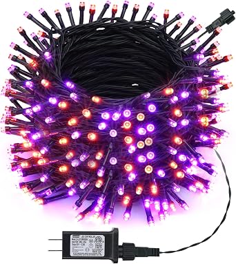 Toodour Orange & Purple Halloween Light, 131ft 350 LED Plug in String Light | 8 Modes and Timer, Connectable, Waterproof Halloween Outdoor Lights for Home, Party, Garden,Holiday Decorations