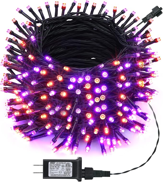 Toodour Orange & Purple Halloween Light, 131ft 350 LED Plug in String Light