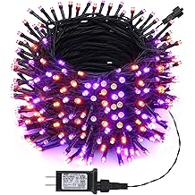 Toodour Halloween Orange &amp; Purple Lights, 131ft 350 LED Plug in String Lights with 8 Modes and Timer, Connectable, Waterproof Halloween Outdoor Lights for Home, Party, Garden,Holiday Decorations