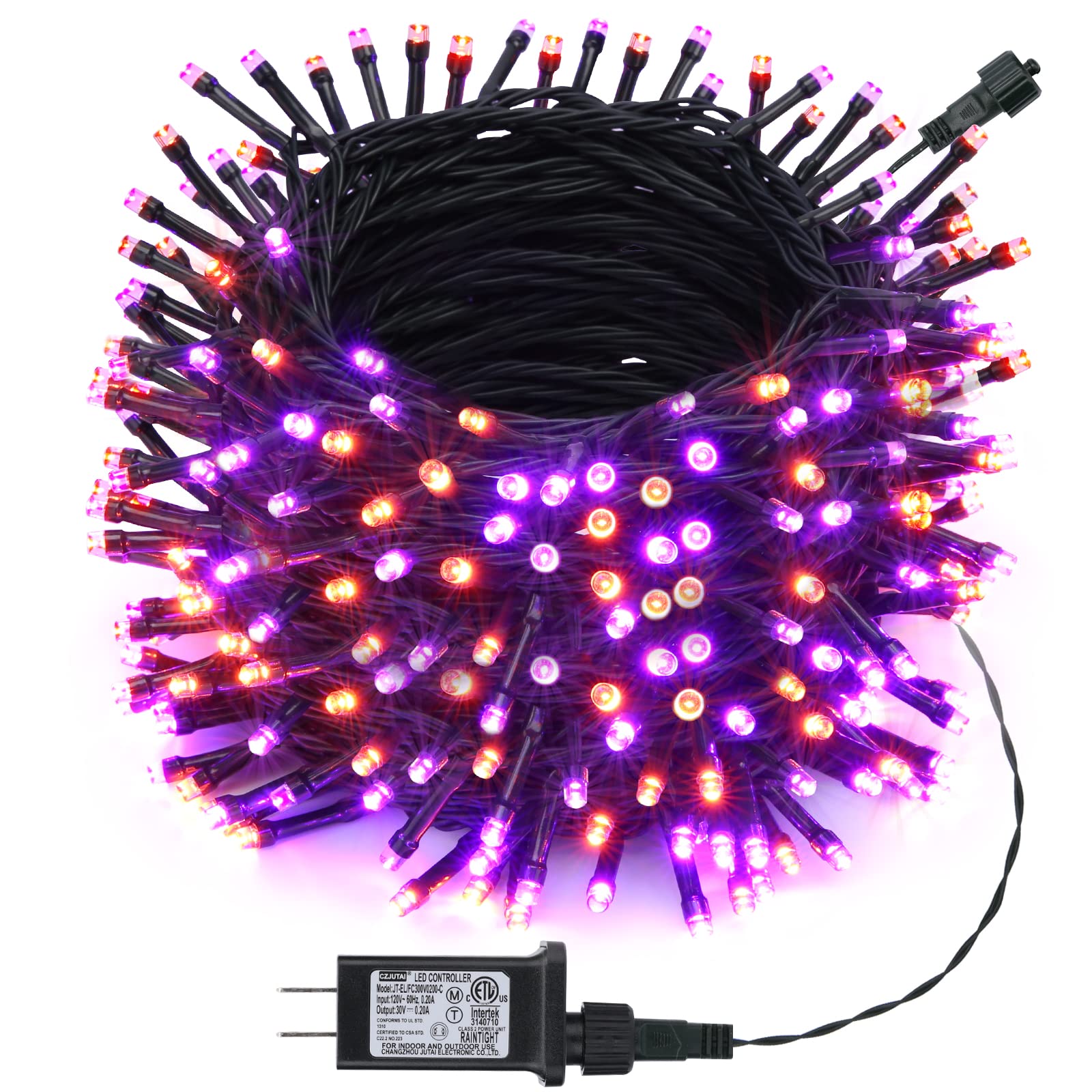 Toodour Orange & Purple Halloween Lights, 131ft 350 LED Halloween String Lights with 8 Modes, Timer, Low Voltage, Connectable Indoor Outdoor String Light for Home Garden, Party Yard Holiday Decoration