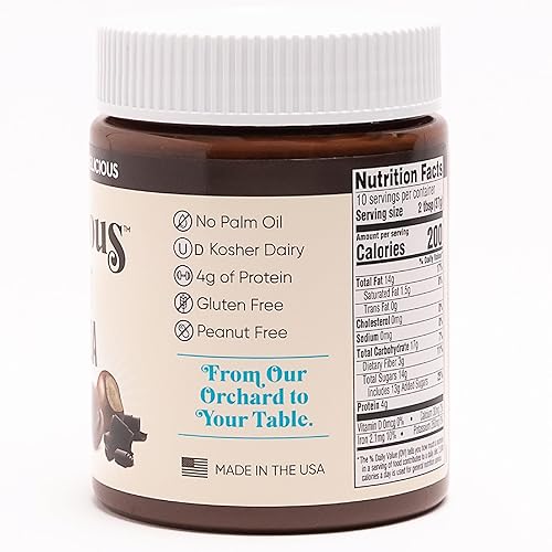 Miniatura 3 de NUTLICIOUS Crema de cacao oscuro de avellana (13 oz), sabor a cacao oscuro y abundante para untar, avellanas tostadas, fabricado en los Estados