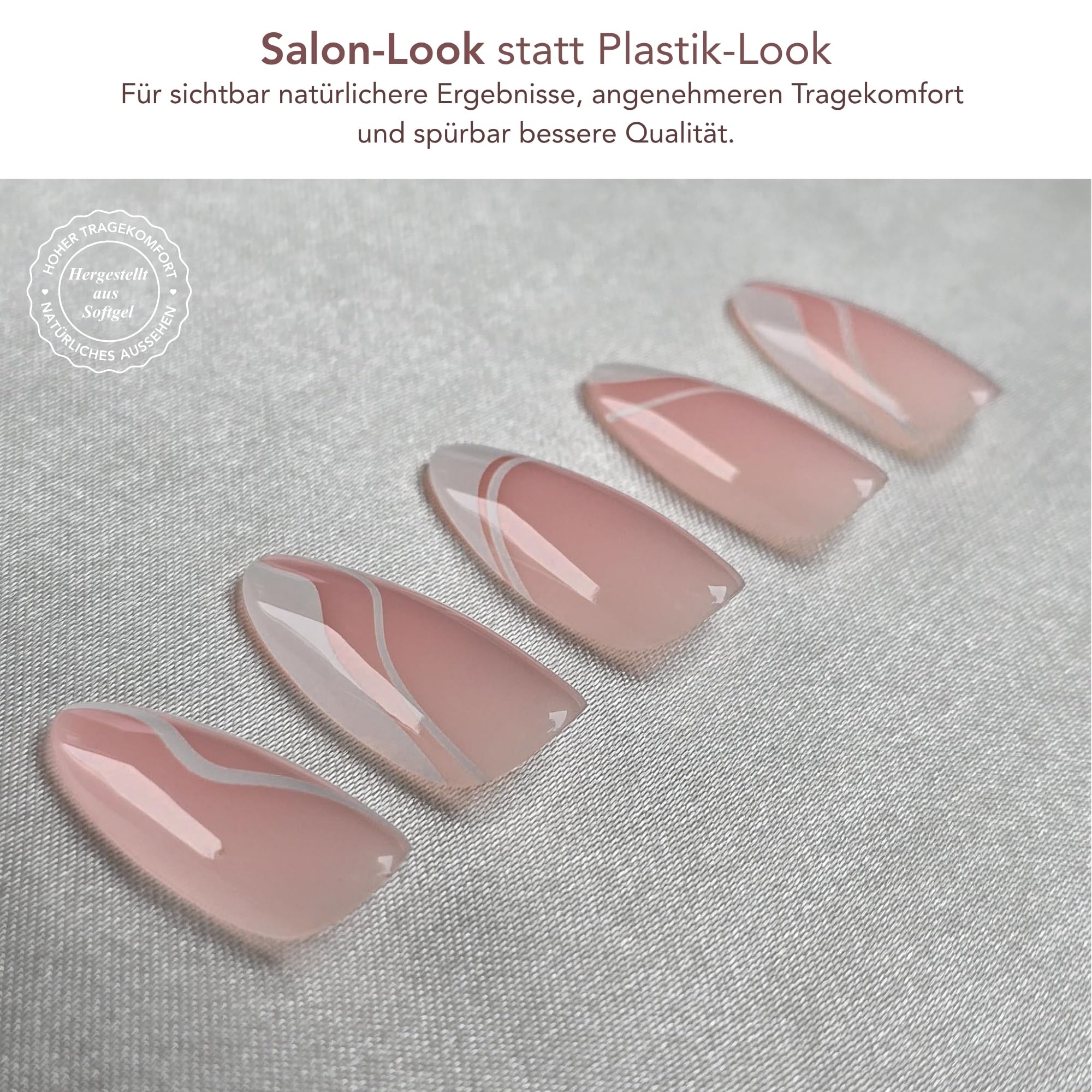 Baesics Softgel Press On Nails Waves - Uñas postizas autoadhesivas cortas
