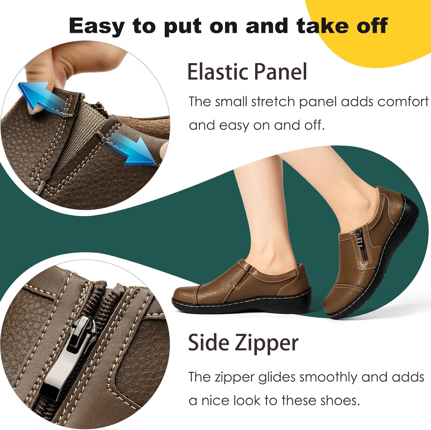 Women's Comfortable & Lightweight Leather Loafers Cute Slip On Dress Shoes for Women Business Casual Office Work Shoes Everyday Walking Flats - Image 6