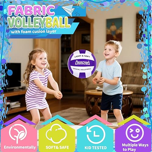Miniatura 5 de Balón de voleibol suave para práctica en interiores, tela súper suave y silenciosa, pelota de voleibol para interiores, ligera para niños, jóvenes