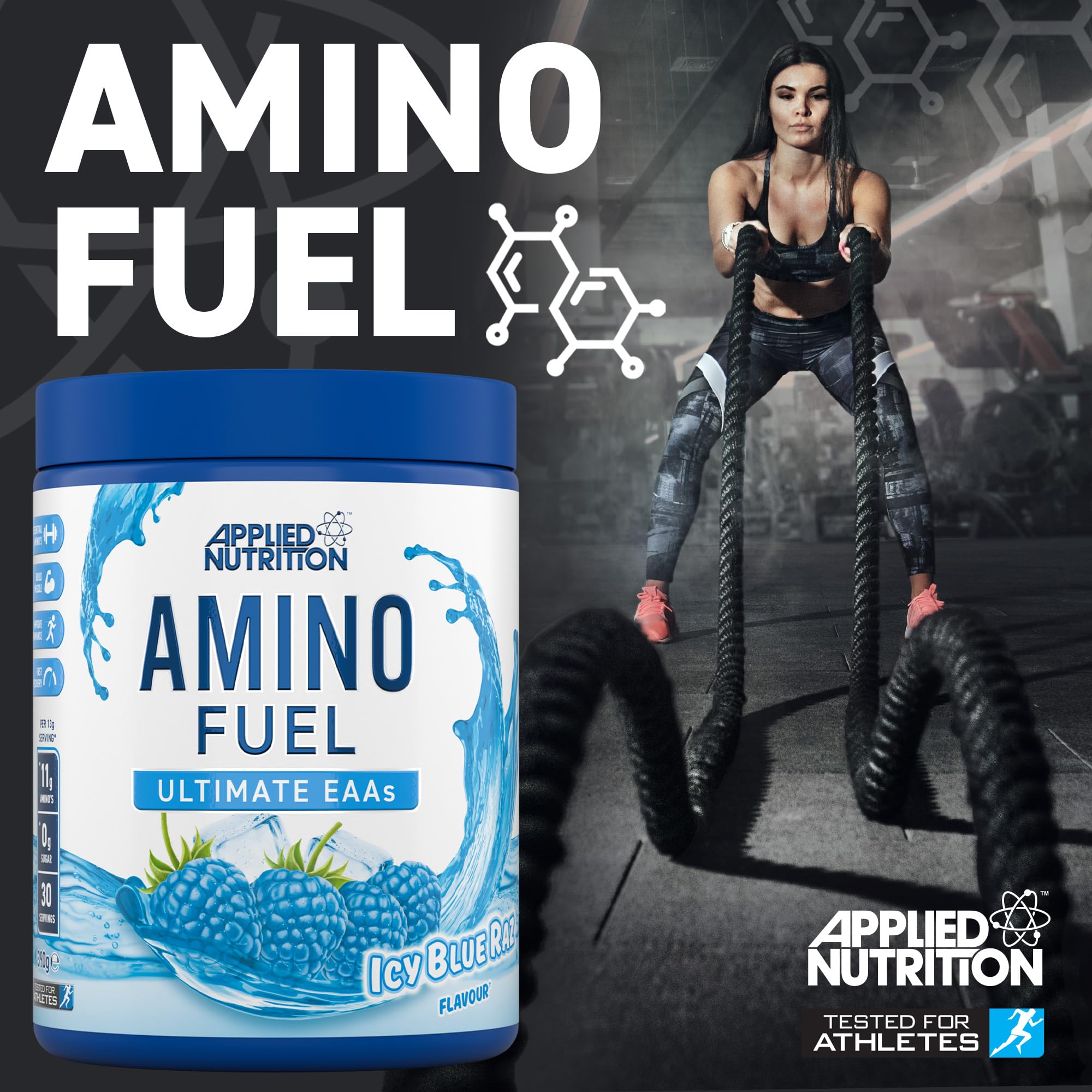 Applied Nutrition Amino Fuel Complément d'Acides Aminés, Poudre d'Acides Aminés Essentiels, BCAA en Poudre, Carburant Musculaire et Récupération (390 g - 30 Portions) (390g, Fruit Salad)