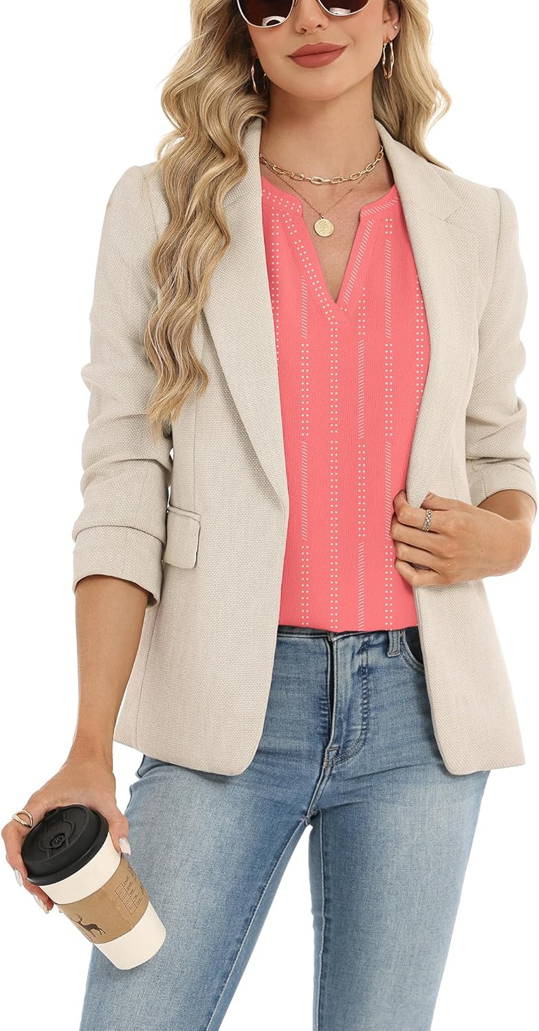 Zeagoo Womens Dressy Casual Shirts Short Sleeve V Neck Work Blouse Business Casual Summer Chiffon Tops - Image 3