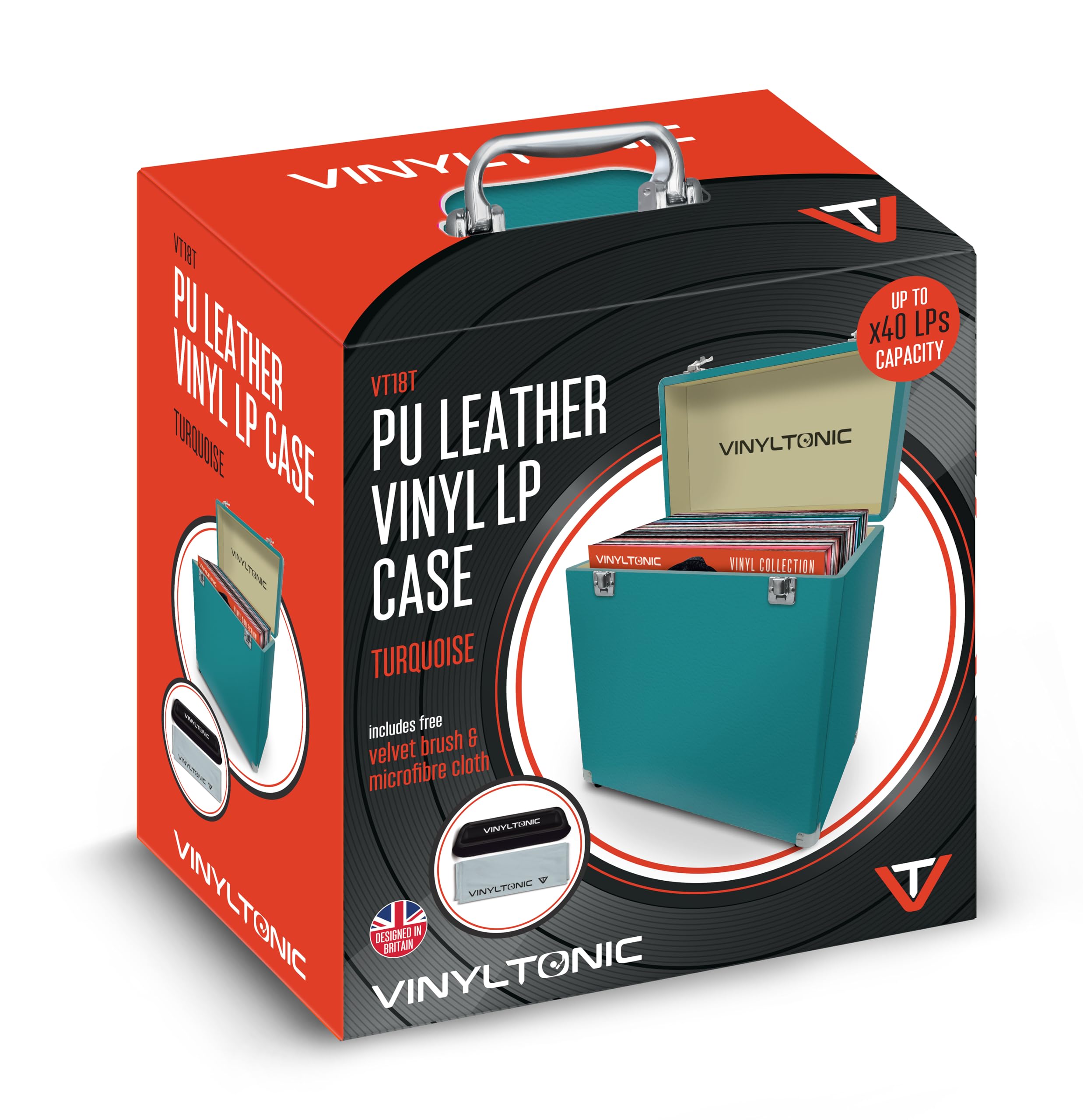 Funda de Almacenamiento de Vinilo LP de 30,5 cm | Cuero sintético | Interior Totalmente Forrado | Esquinas de Acero Reforzado | Kit de Limpieza Incluido