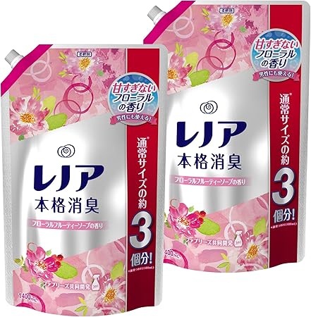 Amazon まとめ買い レノア 本格消臭 柔軟剤 フルーティーソープ 詰め替え 超特大 1400ml 2個 レノア 液体柔軟剤