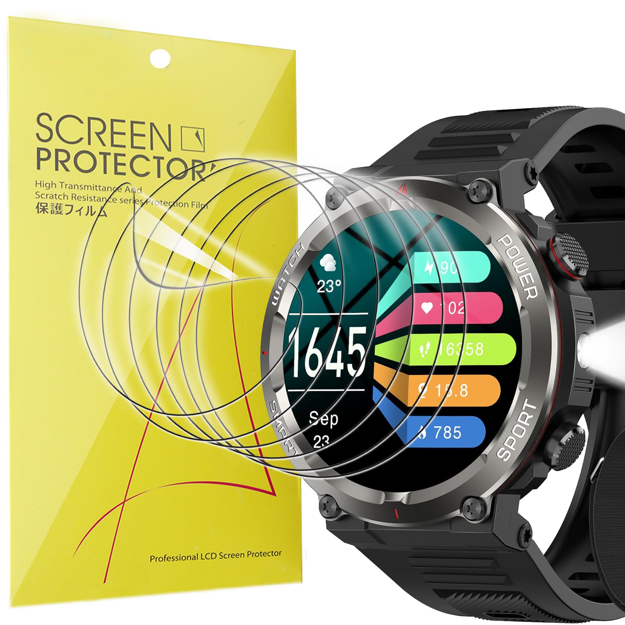 Lamshaw 6 Piezas Protector de pantalla para Baolubao/Blackview W50PRO-1,45 Pulgadas reloj-Protectora Película, Película HD Suave TPU láminas Protectora, Anti-Arañazos, Sin Burbujas (TPU-6Piezas)