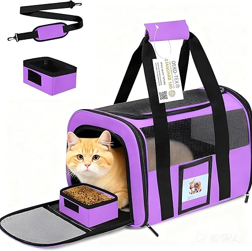 Cat Carrier Pet Carriers Airline Approved for Small Dogs Kitten Carrier for Small Medium Animals Under 15lb, Collapsible Soft Sided Travel Carrier,